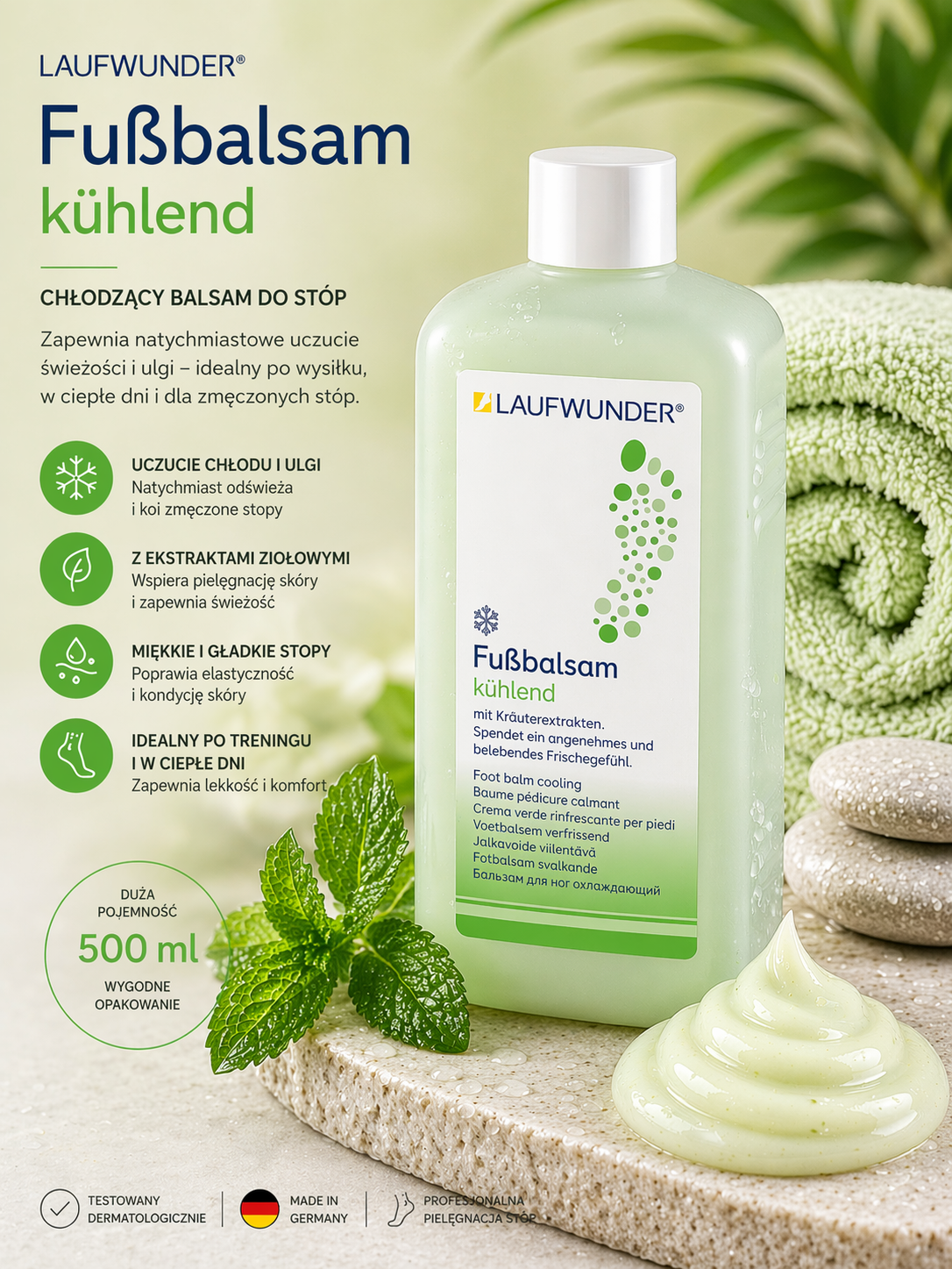 Laufwunder Fußbalsam kühlend chłodzący balsam do stóp 500 ml Laufwunder Fußbalsam kühlend chłodzący balsam do stóp 500 ml