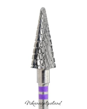Frez Stożkowy Leworęczny Fioletowy – Średnio Ostry, Potrójne Nacięcie
