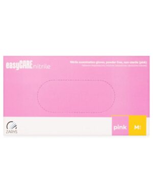 Rękawiczki nitrylowe bezpudrowe jednorazowe Różowe ZARYS – rozmiar M (100 szt.)