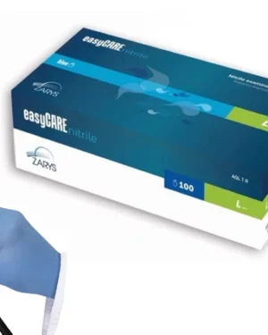 Rękawiczki nitrylowe bezpudrowe jednorazowe niebieskie ZARYS – rozmiar L (100 szt.)