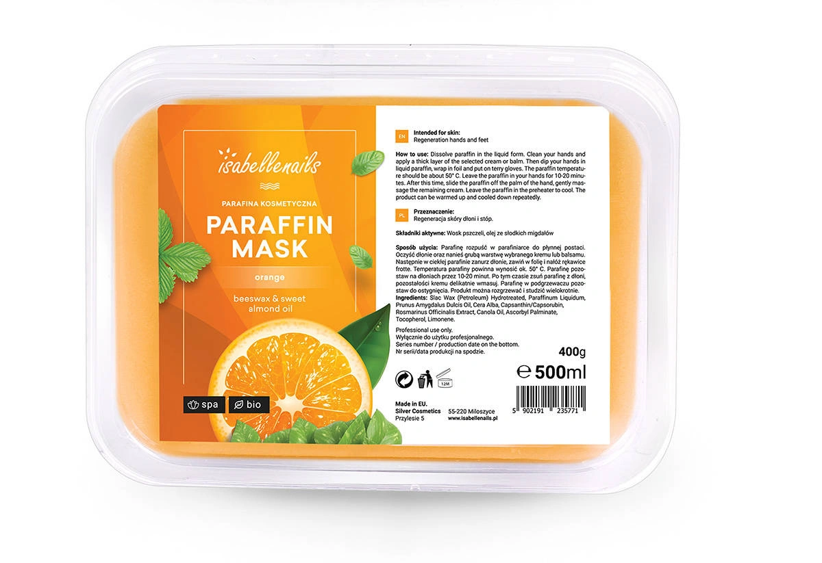 Parafina kosmetyczna Isabellenails POMARAŃCZA (500 ml) – Cytrusowa energia i głęboka regeneracja Parafina kosmetyczna Isabellenails POMARAŃCZA (500 ml) – Cytrusowa energia i głęboka regeneracja - obrazek 2