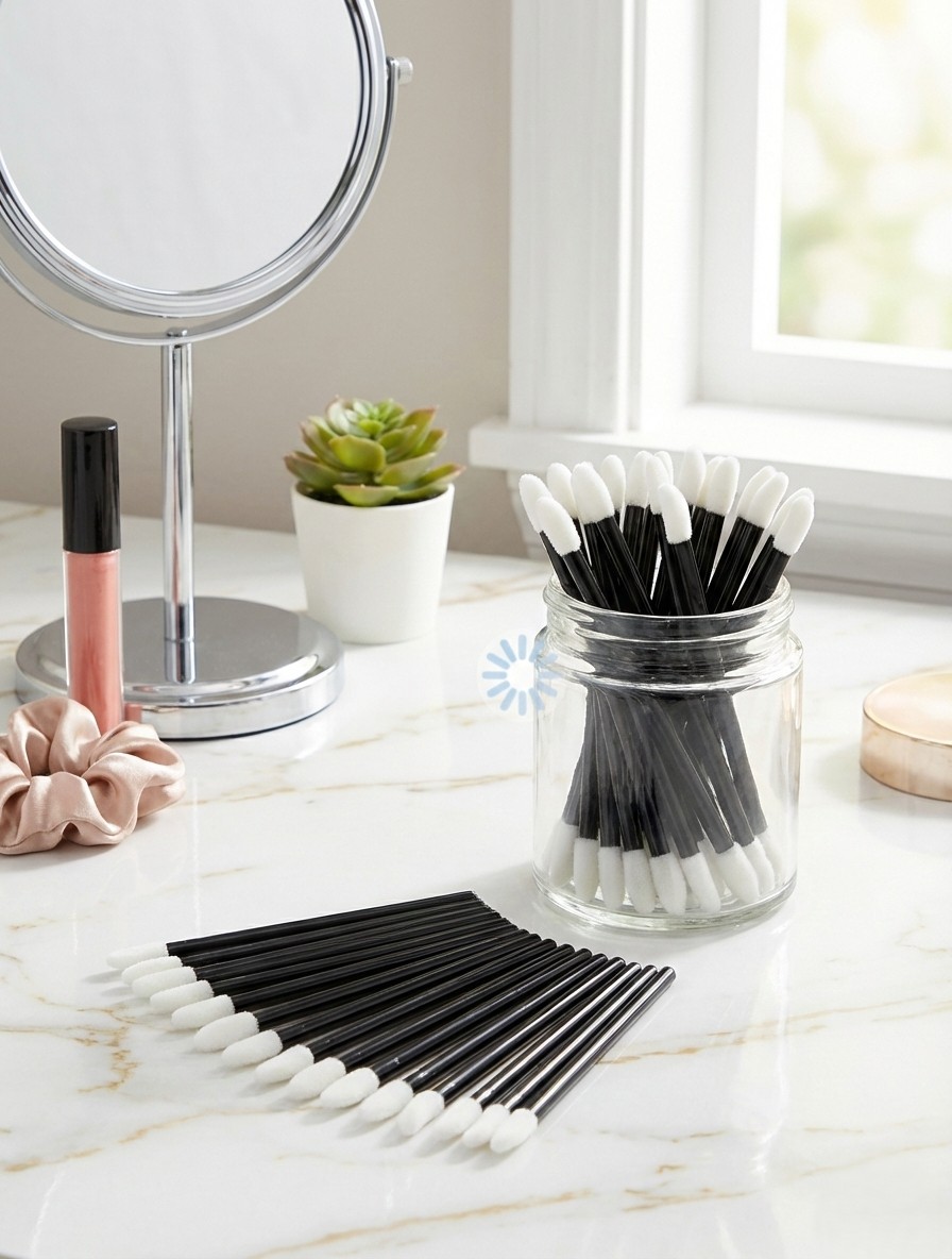 Aplikatory welurowe do ust i makijażu – czarne, jednorazowe | 50 szt. Aplikatory welurowe do ust i makijażu – czarne, jednorazowe | 50 szt. - obrazek 2